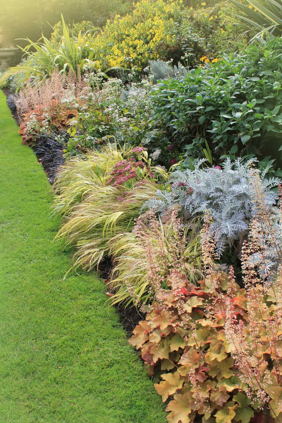 Flower garden with ornamental grass