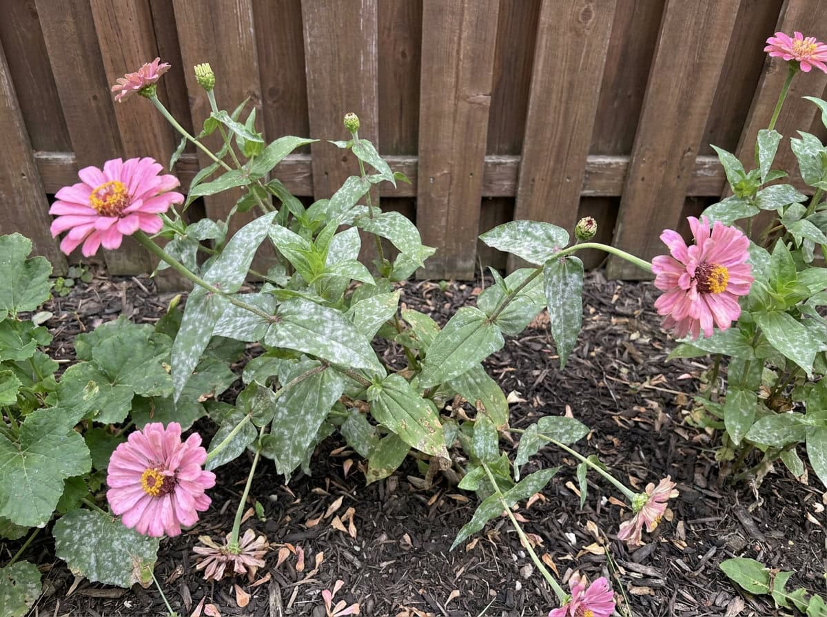 Powdery Mildew On Zinnias