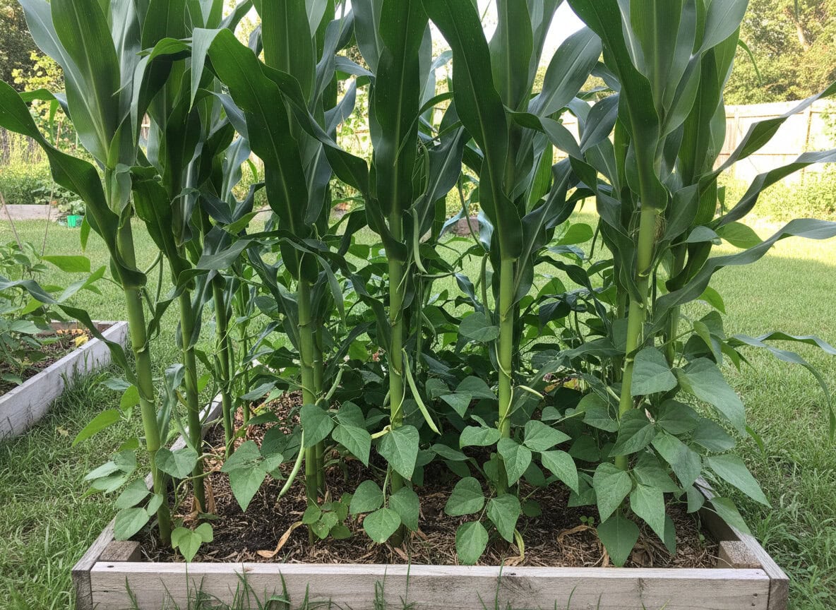 Corn and beans growing together