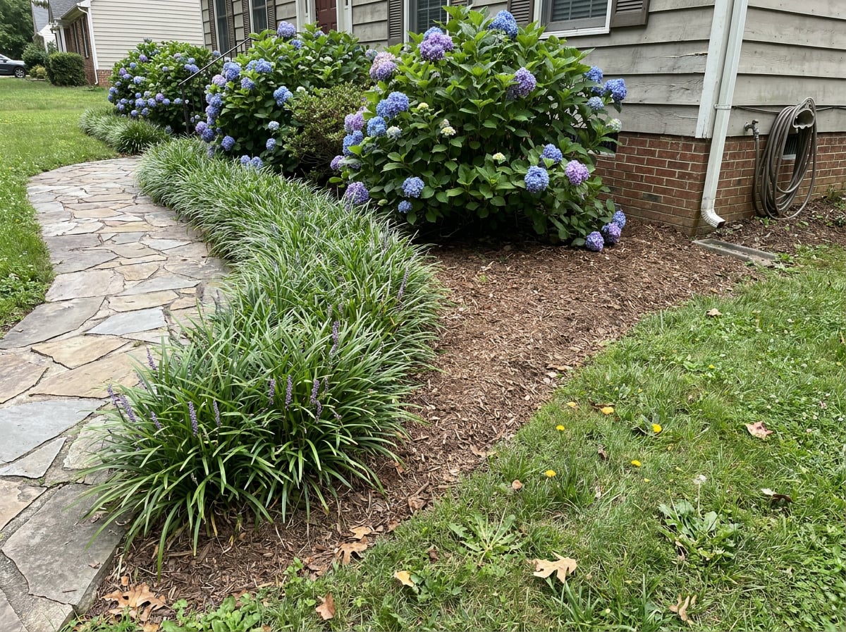 Liriope + Bigleaf Hydrangeas