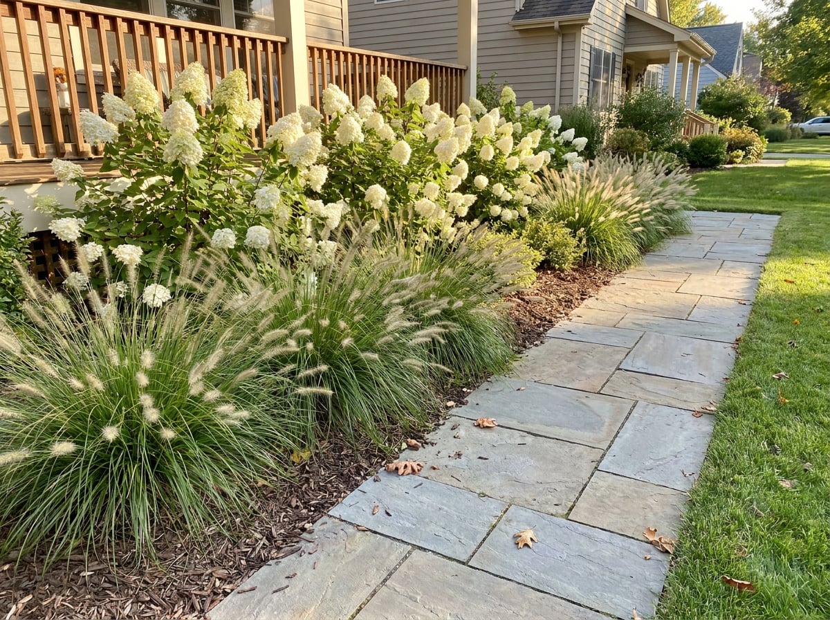 Low Ornamental Grasses + Panicle Hydrangeas