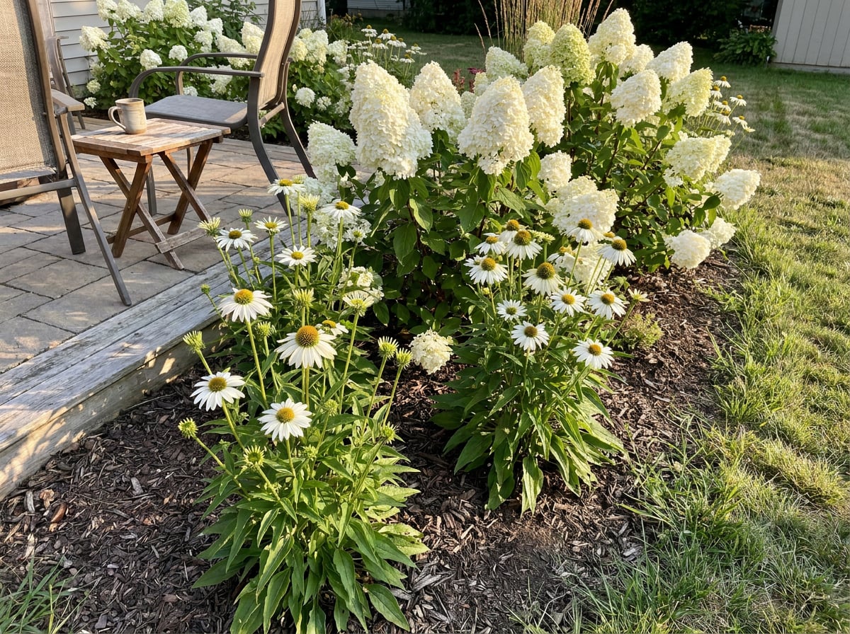 White Echinacea + Panicle Hydrangeas