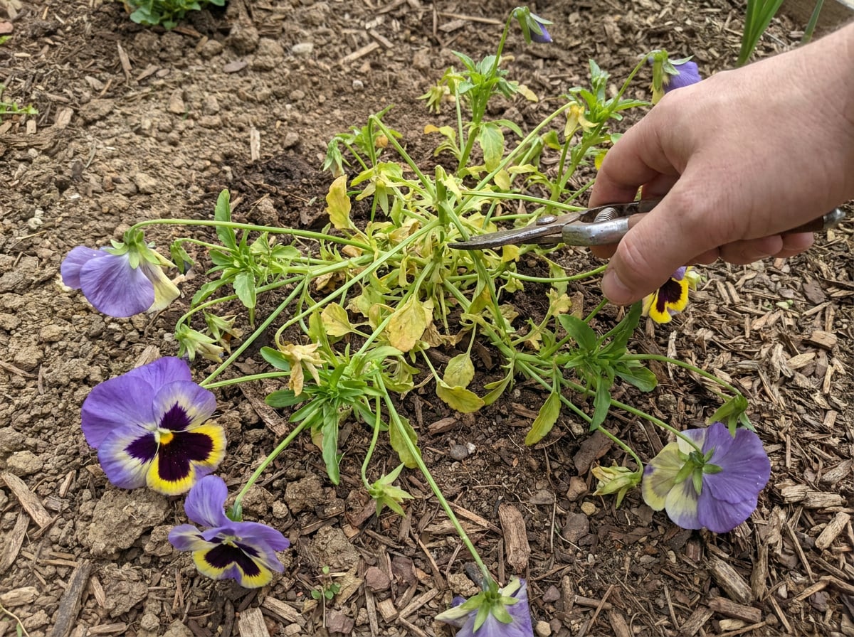 Cutting back pansies