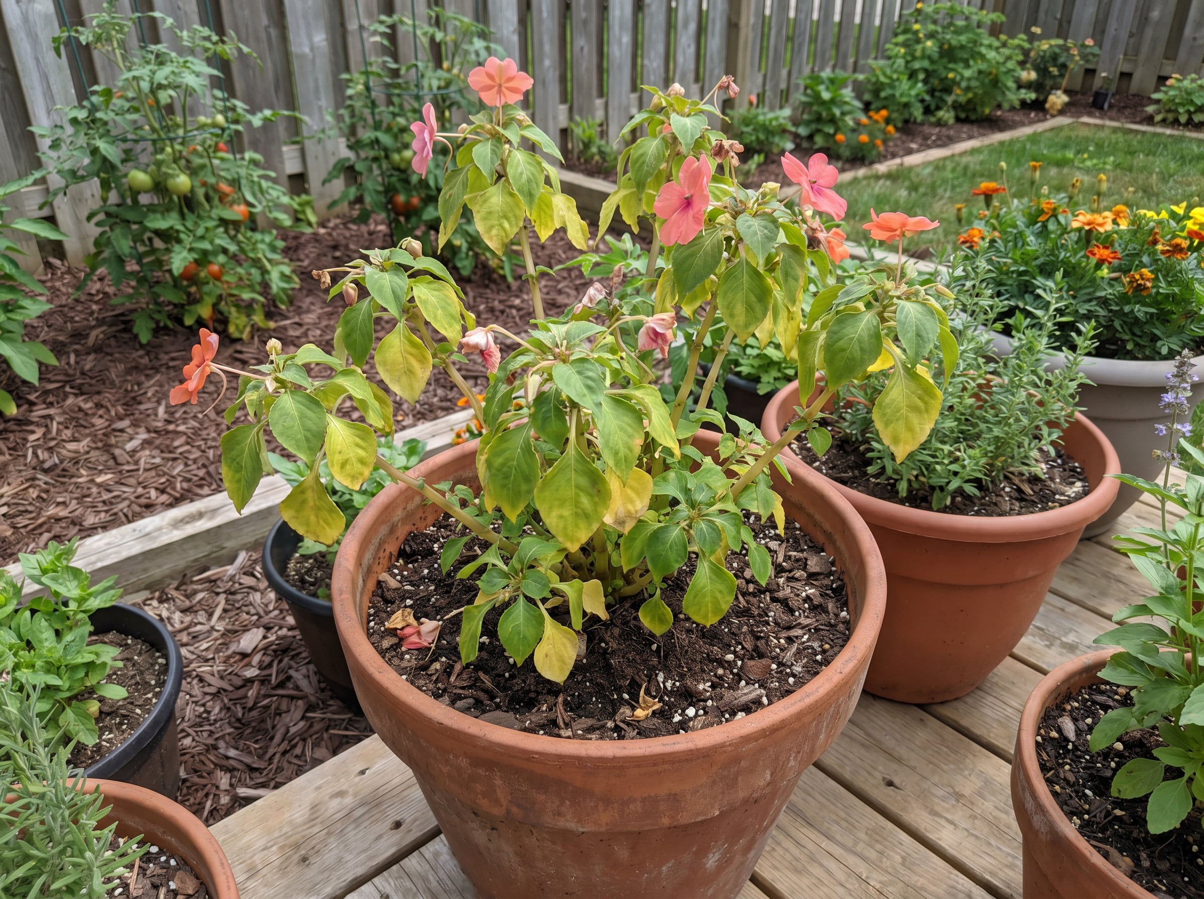 Impatiens yellow leaves