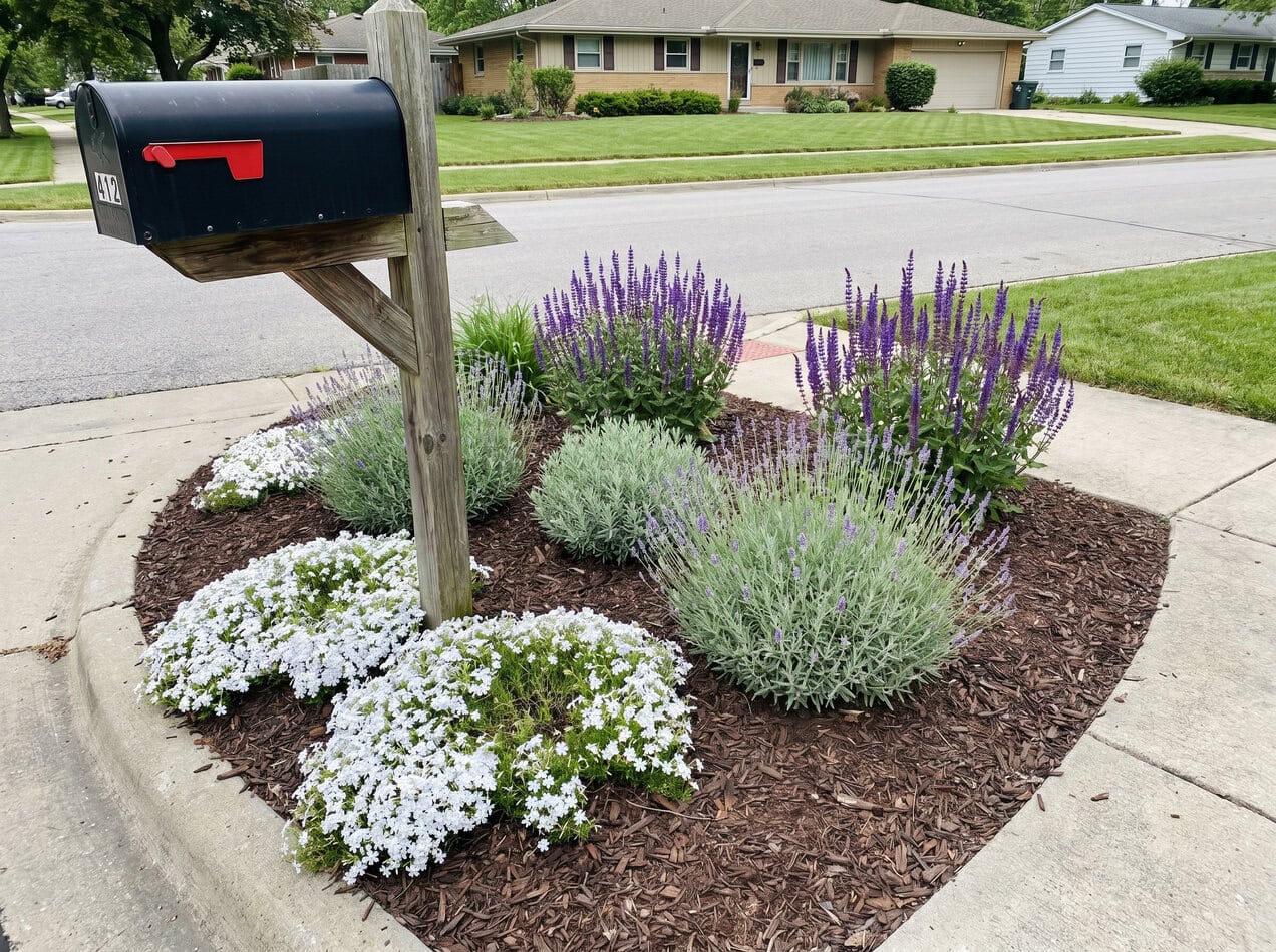 Soft Purple and White Combo (White creeping phlox, lavender, and perennial salvia)