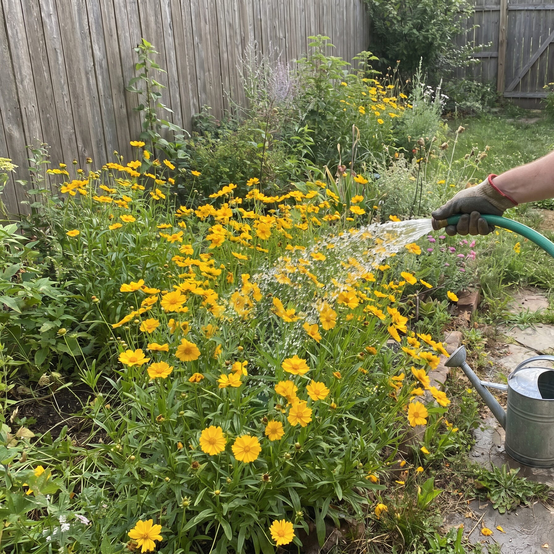 Watering coreopsis