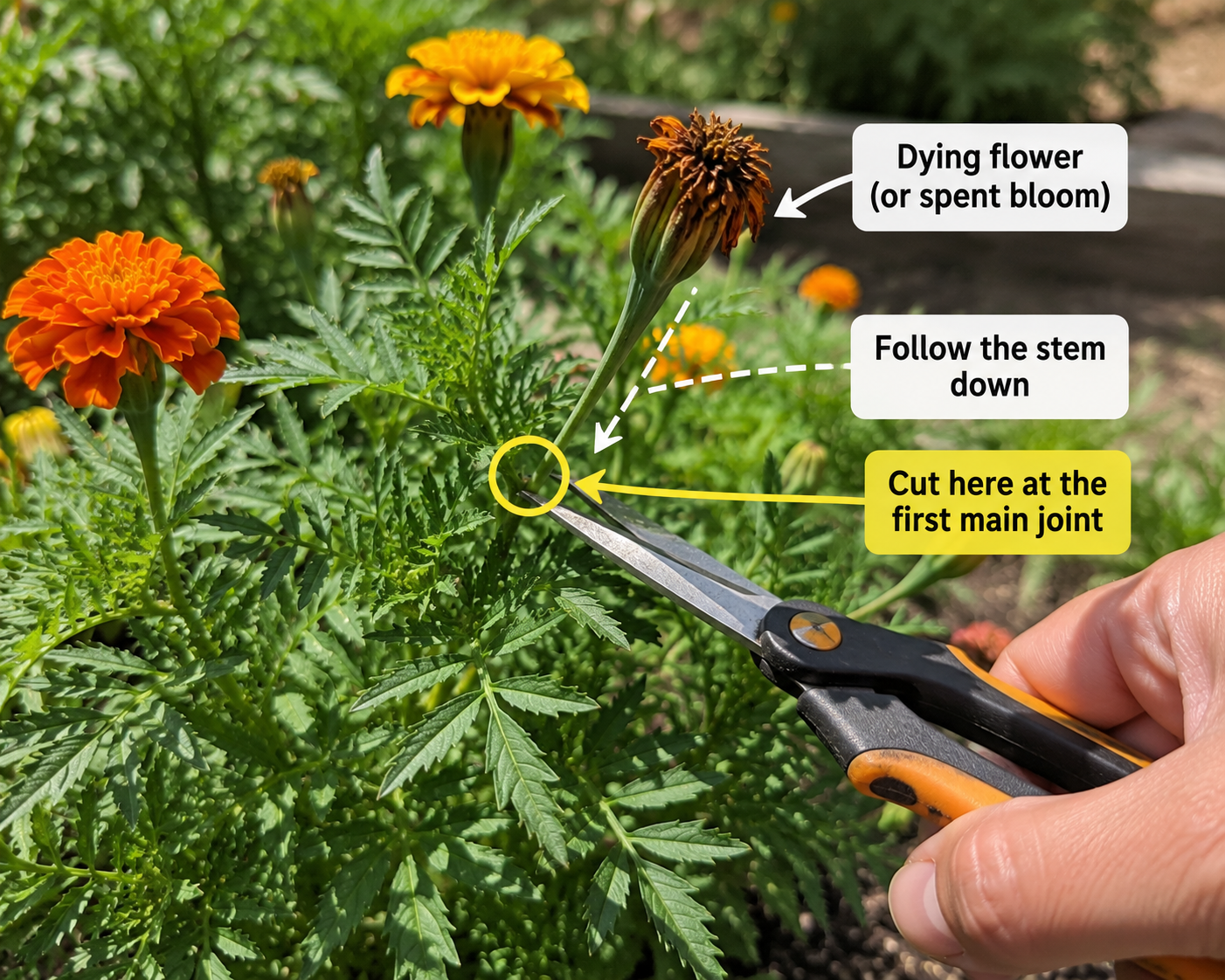 Where to deadhead marigolds