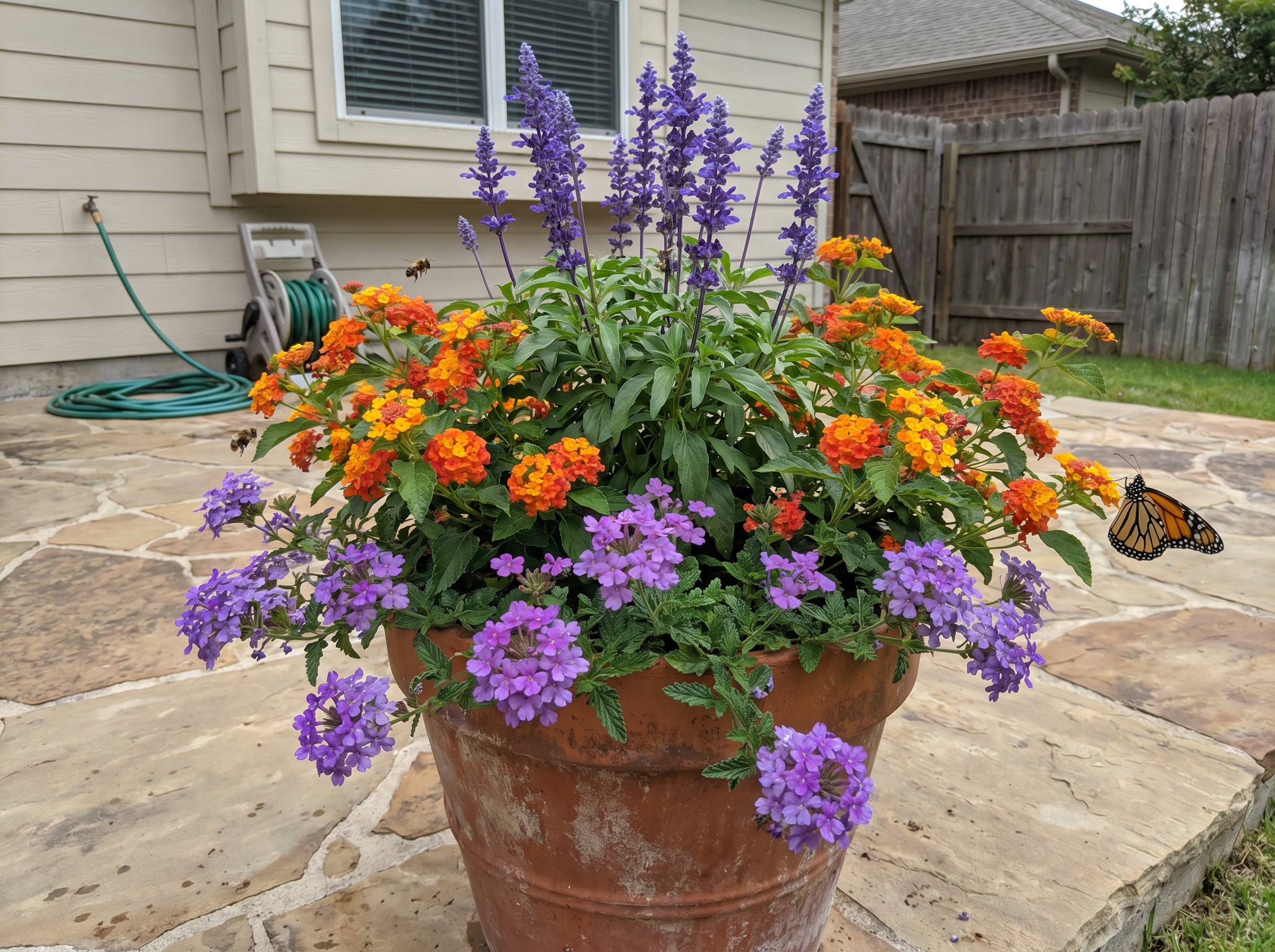 Salvia, lantana, and trailing verbena