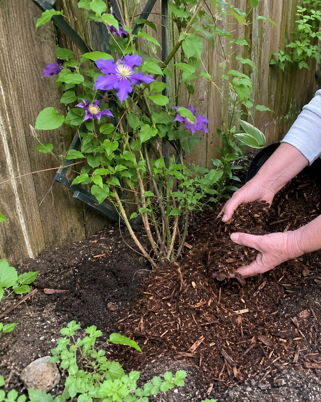 Mulching clematis
