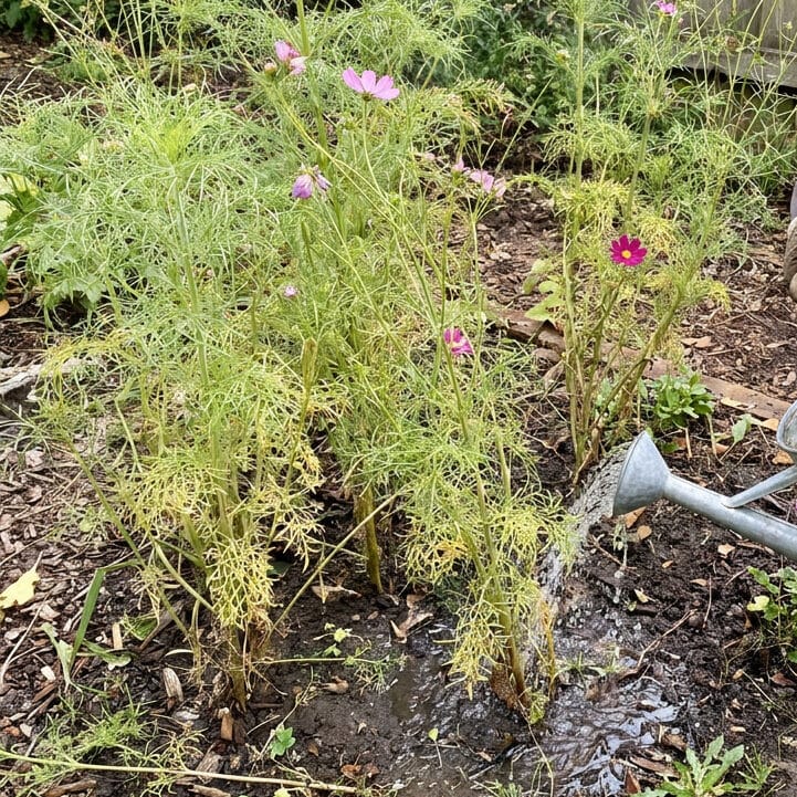 Watering Cosmos flower
