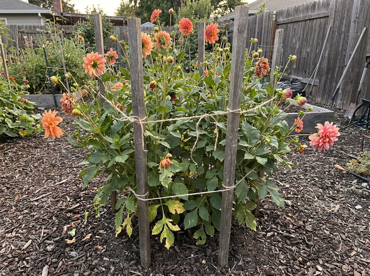 Staked Dahlia